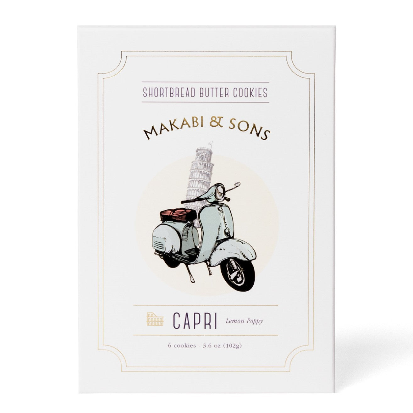 Makabi & Sons Capri Lemon Poppy Shortbread Butter Cookies - 3.6 Ounces