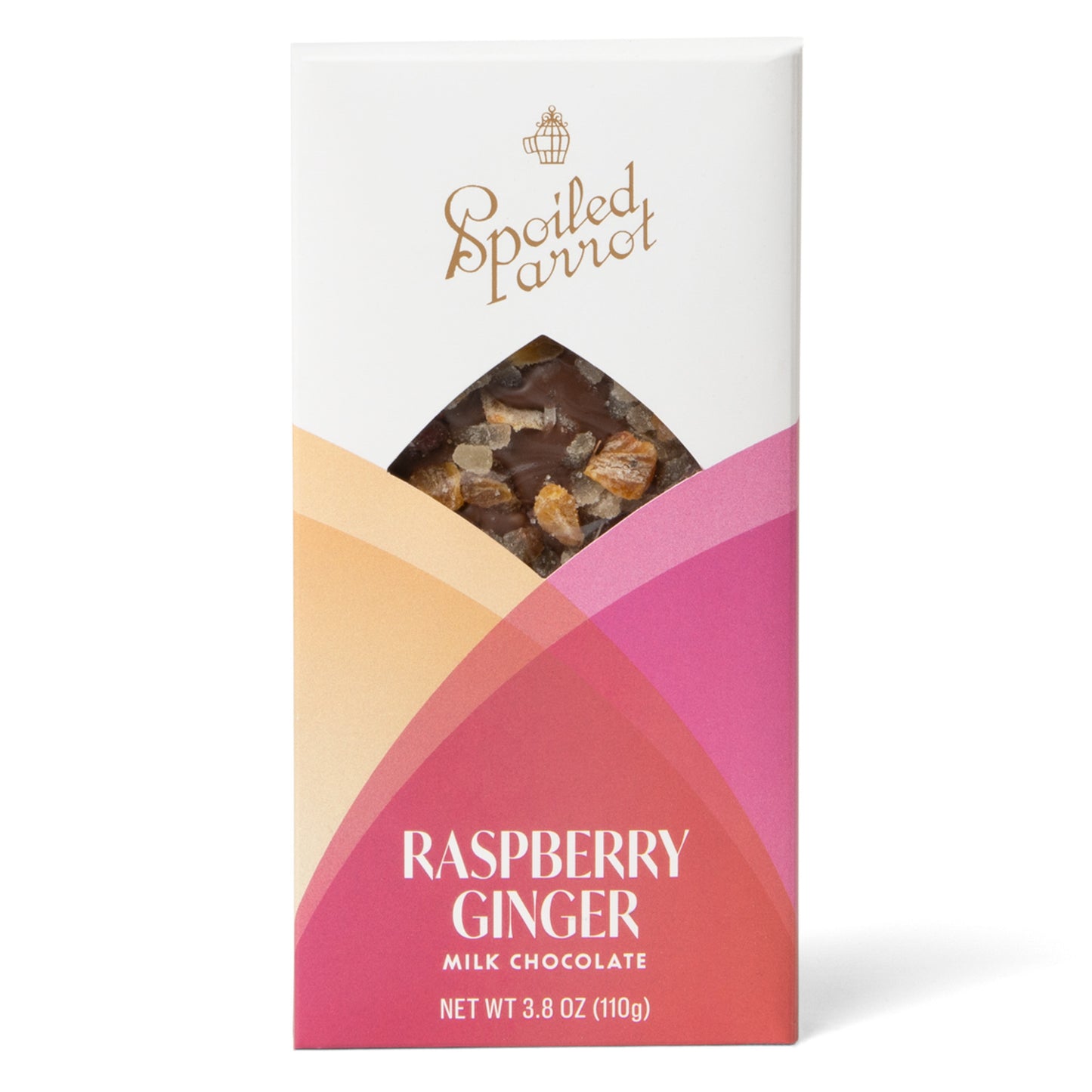 Spoiled Parrot Bar, Milk Chocolate Raspberry Ginger - 110 Grams